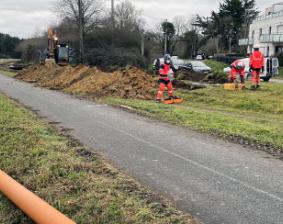 Chantier de canalisation entre la station d'épuration du prat et celle de Tohannic